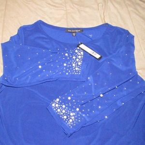 BRAND NEW WOMENS XL ROYAL BLUE MIDI DRESS W/EMBELLISHED SLEEVES #formal #dress